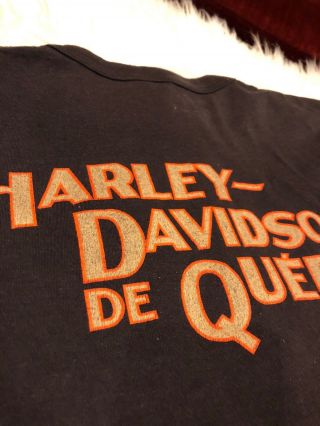 1970 ' s harley davidson Motorcycle thin t shirt 50/50 Rare De Quebec Canad 6