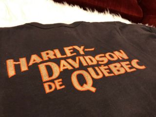 1970 ' s harley davidson Motorcycle thin t shirt 50/50 Rare De Quebec Canad 7