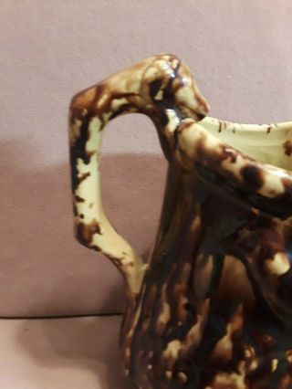 Vintage Rockingham Drip Glazed Pottery Pitcher Hound Handle & Face on Spout 6