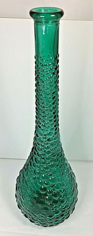 Genie Bottle Hobnail Mid Century Vintage Emerald Green
