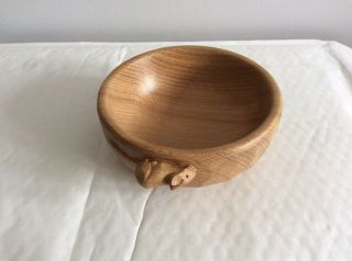 Robert Thompson Mouseman Solid Carved Oak Nut Bowl Dish Kilburn North Yorkshire