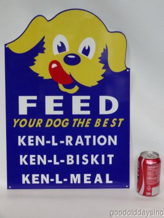 Ken - L - Ration Dog Food Porcelain Advertising Sign - Vintage Pet Store 21x15 Fido