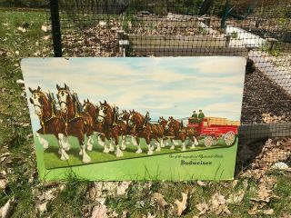 Old Vintage Anheuser Busch Budweiser Sign Beer Brewery Brewing Clydesdale Horses