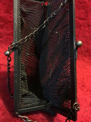 Antique Mesh Purse Victorian Chain Link Hand Bag Art Nouveau Chain Mail Purse 7