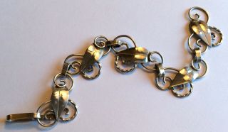 Vintage Mumford Arts & Crafts Silver Bracelet W Leaves & Scrolls
