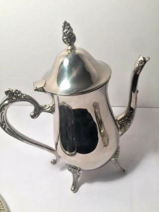 Silver Tea Kettle,  Creamer,  Sugar Bowl and Platter From Int ' l Silver Company EUC 2