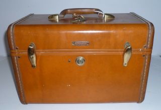 Vintage Samsonite Travel Train Makeup Case SHWAYDER BROS Luggage With Key 2