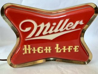 Rare Vintage Miller High Life Beer Lighted Sign Reverse Logo