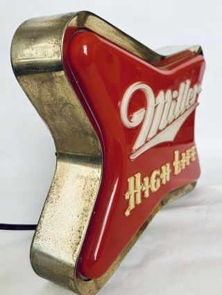 Rare Vintage Miller High Life Beer Lighted Sign Reverse Logo 2