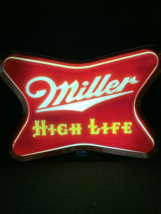 Rare Vintage Miller High Life Beer Lighted Sign Reverse Logo 7