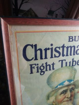 Rare 1926 Uncle Sam Buy Christmas Seals Fight Tuberculosis Framed Poster 2