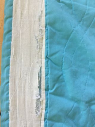 Vtg Handmade Hand Stitched KING Quilt 92” x 110” Turquoise 11