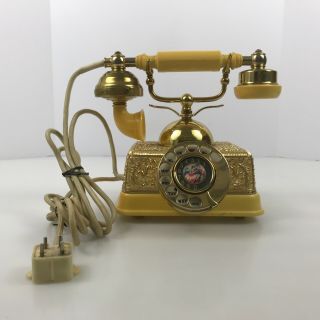 Vintage French Style Ornate Gold Phone Old Fashioned Rotary Dial Telephone 2.  C4 2