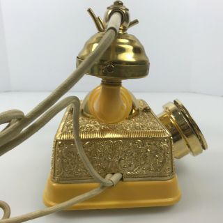 Vintage French Style Ornate Gold Phone Old Fashioned Rotary Dial Telephone 2.  C4 4
