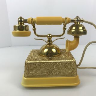 Vintage French Style Ornate Gold Phone Old Fashioned Rotary Dial Telephone 2.  C4 5
