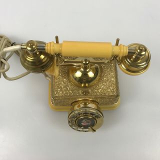 Vintage French Style Ornate Gold Phone Old Fashioned Rotary Dial Telephone 2.  C4 7