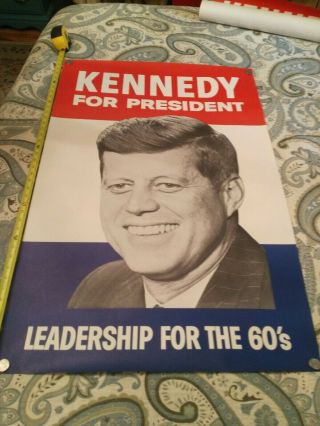 Jfk John F.  Kennedy Poster 27x41 Vintage Leadership For The 60 