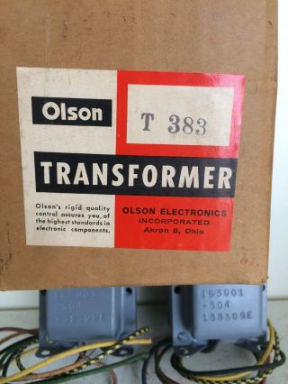 Vintage NOS Pair 15 Watt OLSON T - 383 Audio Output Transformers 2