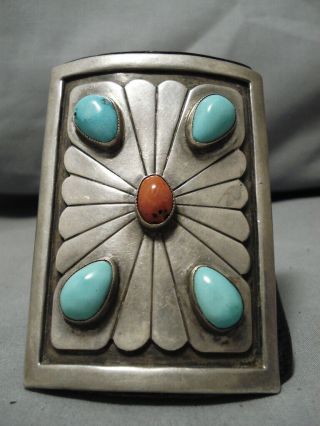 Superlative Vintage Navajo Turquoise Sterling Silver Bowguard Ketoh Bracelet