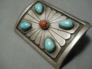 SUPERLATIVE VINTAGE NAVAJO TURQUOISE STERLING SILVER BOWGUARD KETOH BRACELET 3