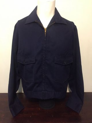 Vintage 50s Lee Work Jacket 40 Regular Navy Blue Quilted Liner Eisenhower Twill