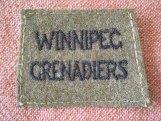 Ww2 Winnipeg Grenadiers Cloth Slip - On Shoulder Title Badge