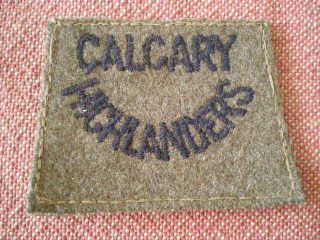 Ww2 Calgary Highlanders Cloth Slip - On Shoulder Title Badge