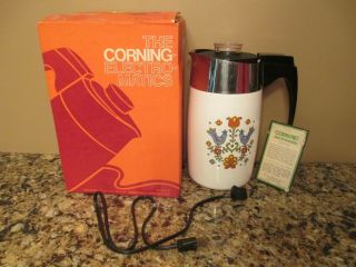 Vintage Corning Electromatic 10 - Cup Percolator & Box - Country Festival E - 1210 - 9