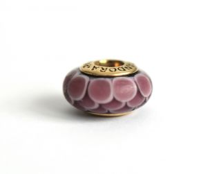 Pandora 585 14ct Gold Murano Glass Bead Charm - Purplish Pink Spots Lotus ?