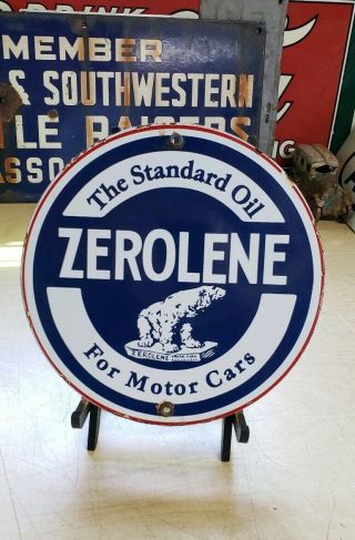 Standard Zerolene Motor Oil Porcelain Sign Gas Pump Plate Vintage Brand Petro
