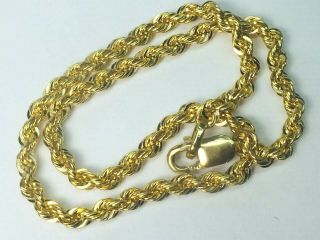 14k Yellow Gold Thick Rope Link Chain Bracelet.  2.  4mm Wide.  6 - 3/8 ".  3.  7gm.