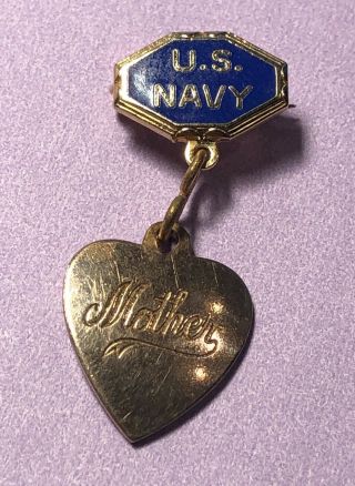 Vintage Wwii 1940s Us Navy Enamel Sweetheart Lapel Pin Home Front Jewelry Mother