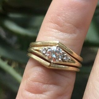 Stunning Vintage Estate 14k Matte Gold.  40 Ct Diamond Engagement Ring