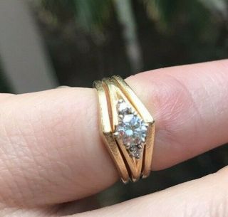 Stunning Vintage Estate 14k Matte Gold.  40 Ct Diamond Engagement Ring 2