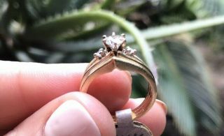 Stunning Vintage Estate 14k Matte Gold.  40 Ct Diamond Engagement Ring 8