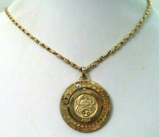 Rare Vintage Signed Pierre Cardin 12k Gf Zodiac Astrology 24 " Necklace G674x