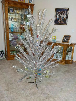 VINTAGE ALUMINUM STAINLESS FOIL CHRISTMAS TREE CURL AND TWIST BRANCHES 5 1/2 FT 3