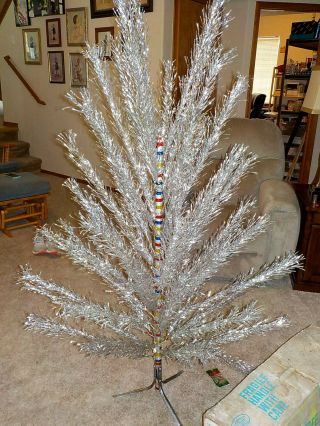 VINTAGE ALUMINUM STAINLESS FOIL CHRISTMAS TREE CURL AND TWIST BRANCHES 5 1/2 FT 4