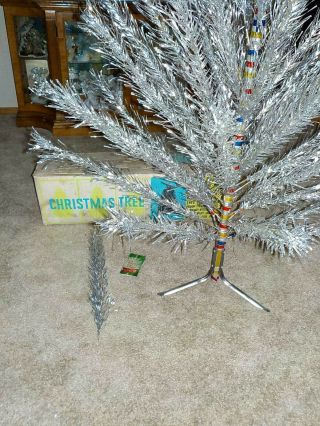 VINTAGE ALUMINUM STAINLESS FOIL CHRISTMAS TREE CURL AND TWIST BRANCHES 5 1/2 FT 5
