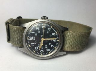 Vintage Hamilton Us Army Military Watch,  H3,  Mil - W - 46374b,  July 1982,  Runs