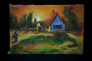 Oil On Canvas,  Vintage,  Not Printed,  Signature Vincent (12.  4 X 18.  7 Inches)