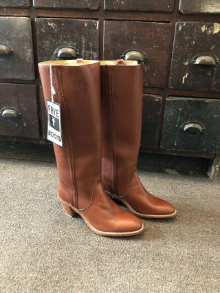 Vintage Frye Tall Boots Never Worn 8.  5b Chestnut Color Leather