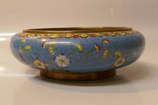 Vintage Heavy Chinese Cloisonne Bowl With Elegant Floral Design