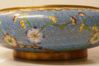 Vintage Heavy Chinese Cloisonne Bowl With Elegant Floral Design 4