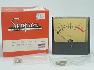 Vintage Simpson Vu Meter Model 1347 Cat No 10480 " A " Scale - Nos Vu Meter