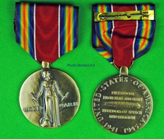 Wwii Victory Medal - Full Size Made In Usa - World War Two - Ww2 - Wwiivm