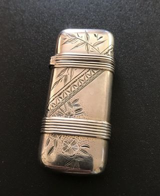 Antique Sterling Silver Match Safe Vesta Case Engraved Whiting Monogram Jhb