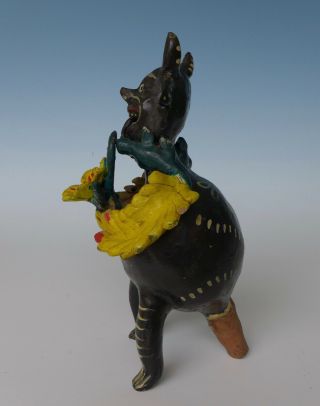 Vintage Mexican Ocumicho ceramic sculpture devil whistle 10 