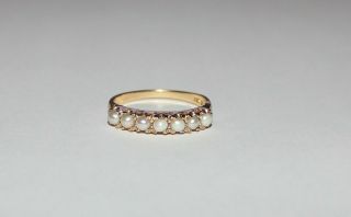 Seed Pearl Band Ring 10k Yellow Gold Size 7 Great Shape 7 Pearls