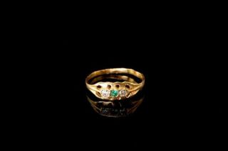Vintage 19k Gold Diamonde Deer Hallmark Baby Ring A27097